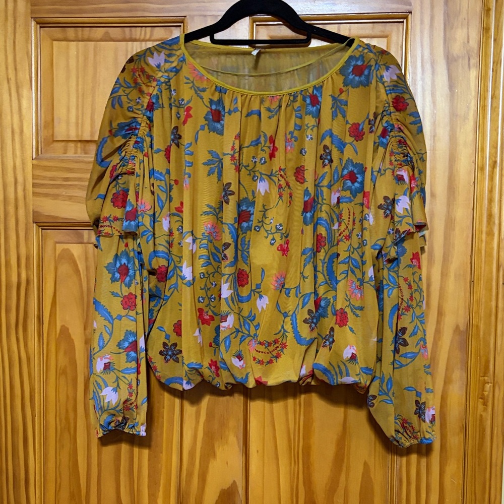 Free People floral mesh top
